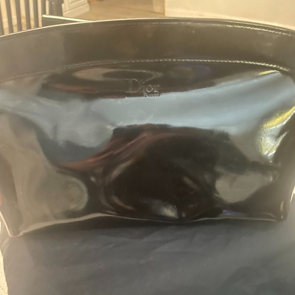 Dior Black Patent Leather Cosmetic Bag
